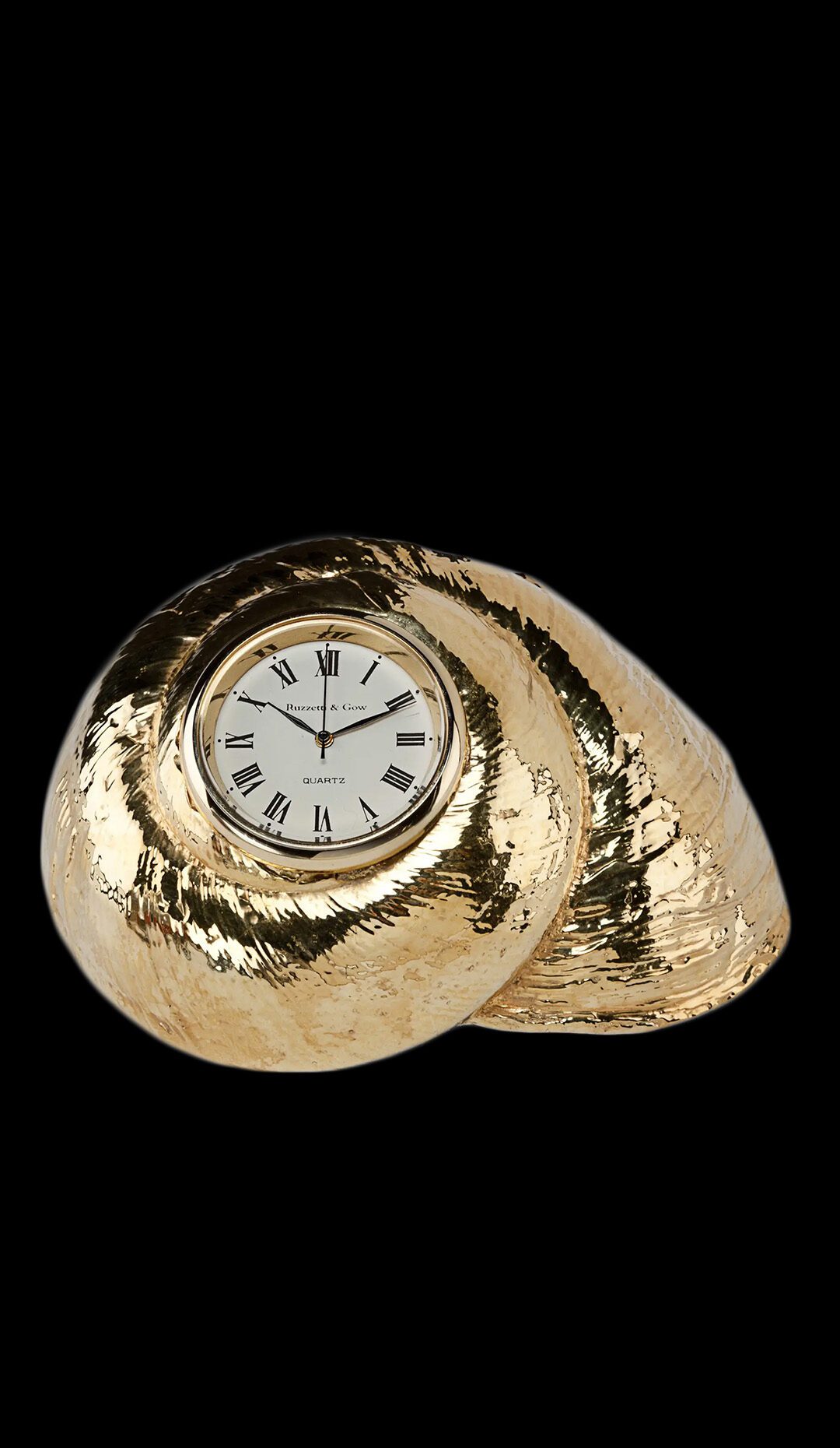 Gilded Rosy Top Shell Clock