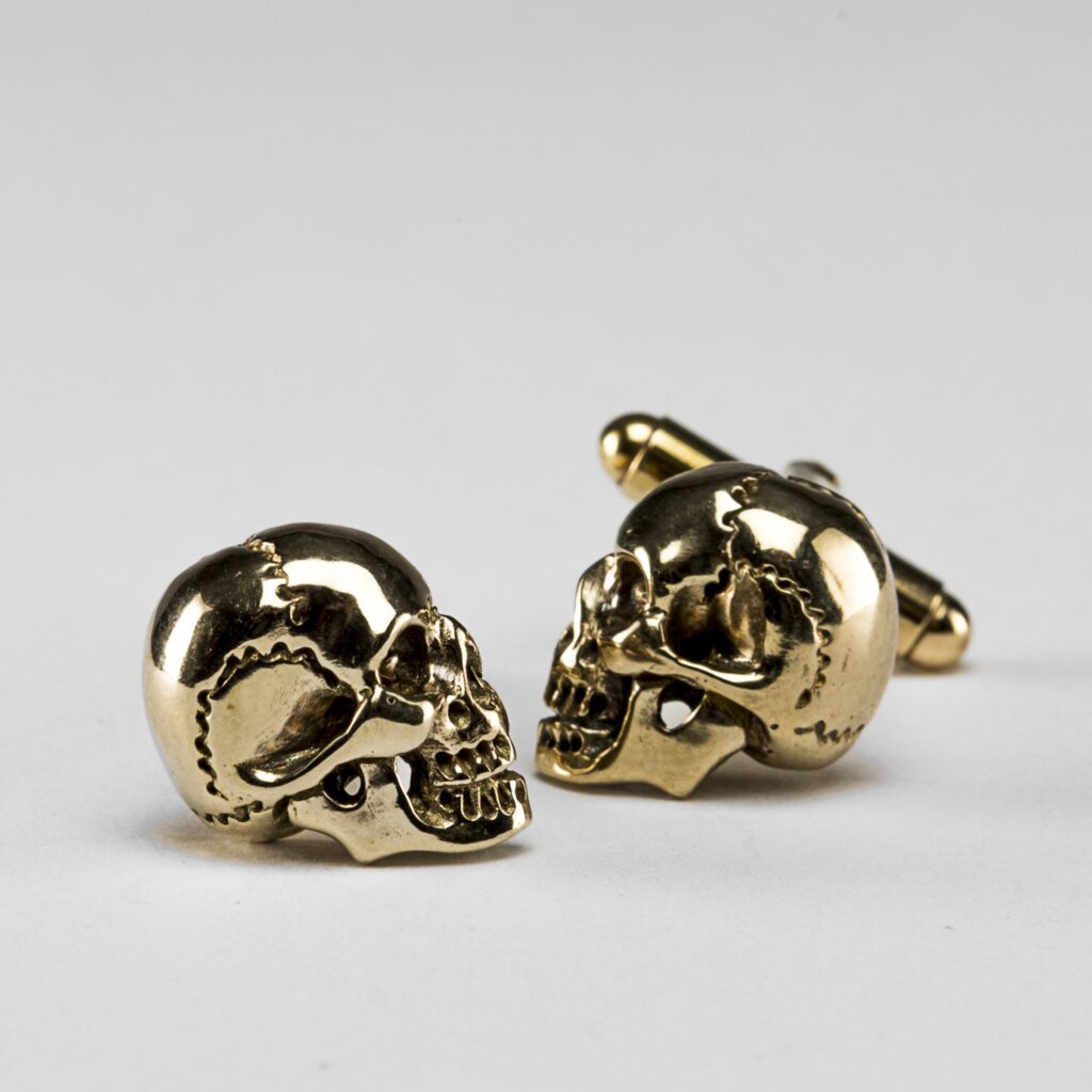 Brass Skull Cufflinks | Creel and Gow
