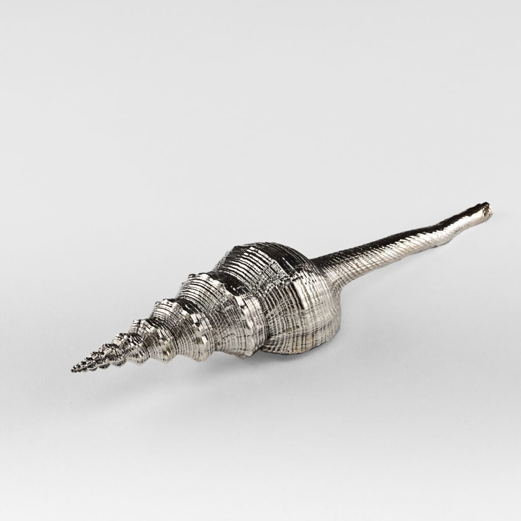 Silvered Distaff Spindle Shell Creel and Gow Silver Shell