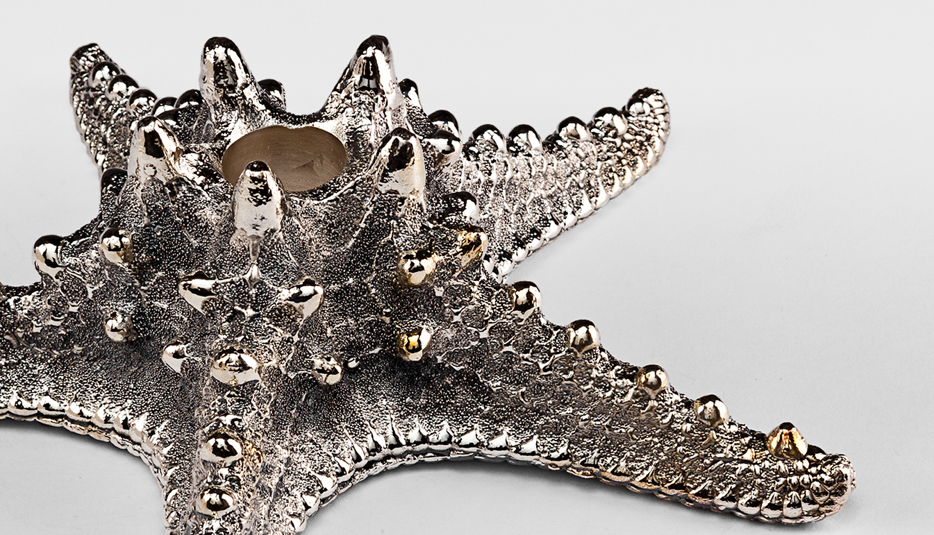 Silvered Starfish Candle Holder