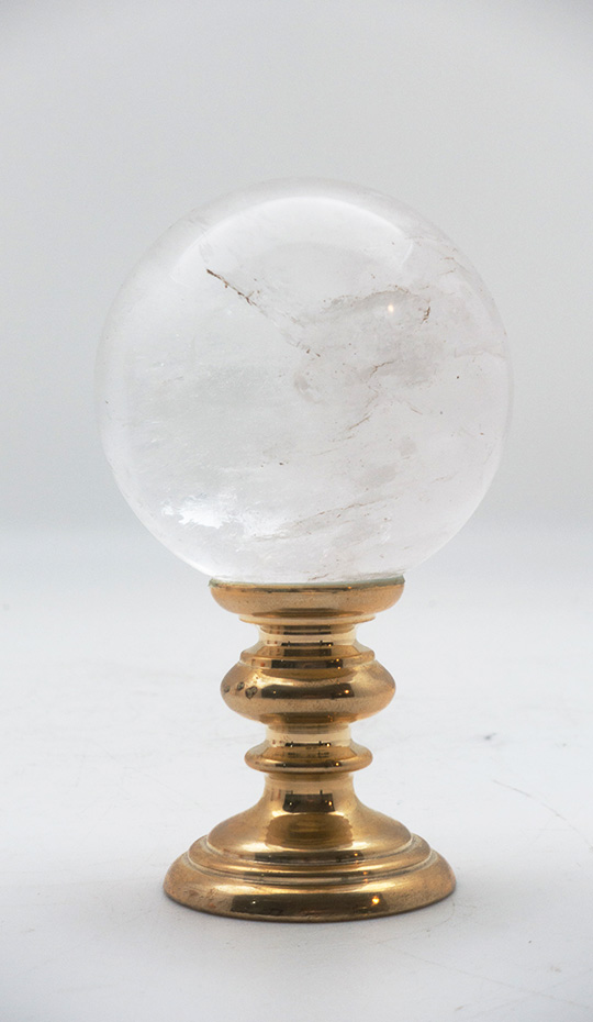 Brass-Mounted Rock Crystal Sphere, Small