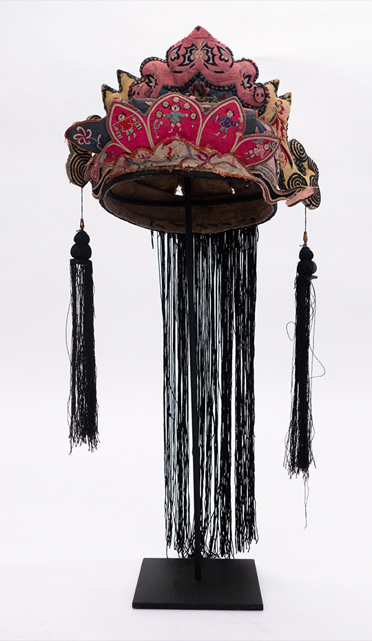 Hand Embroidered Silk Child’s Headdress, Miao Tribe, Antique