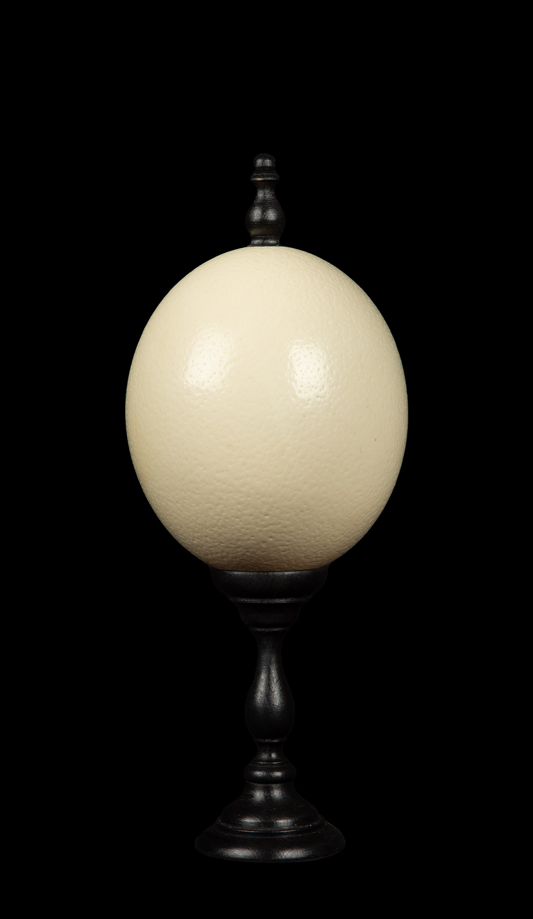 Mounted Ostrich Egg, Small with Wood Finial
