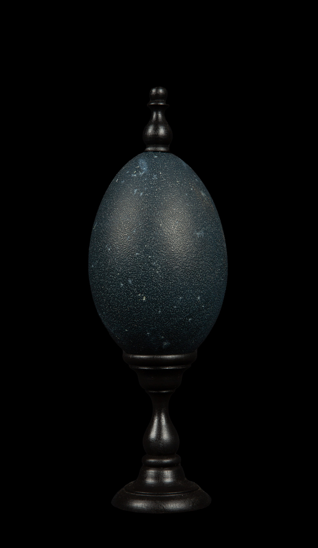 Mounted Emu Egg with Turned Wood Finial, Small