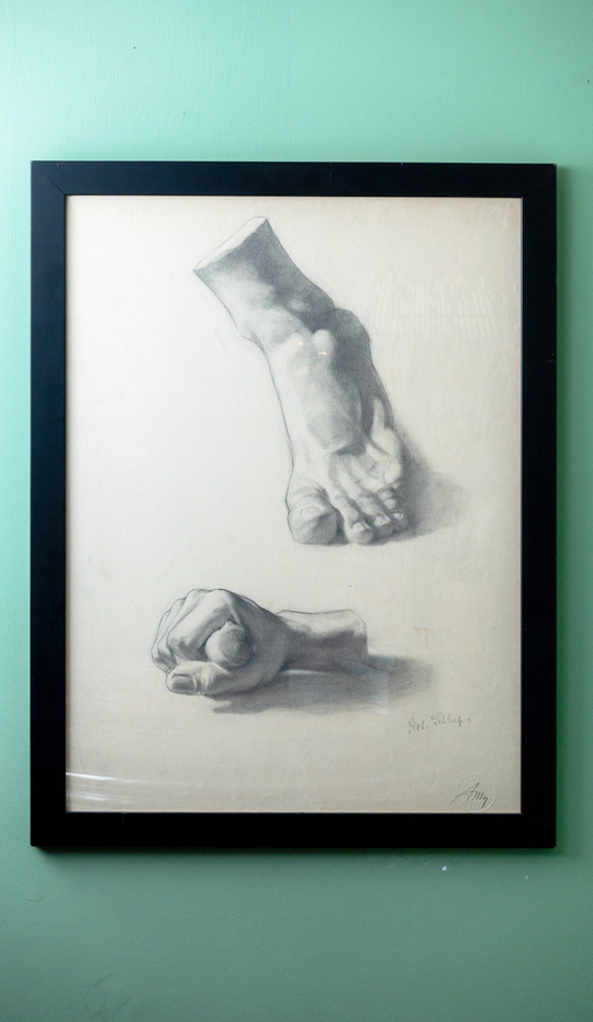 Hand & Foot Pencil Drawing, stamped Basel