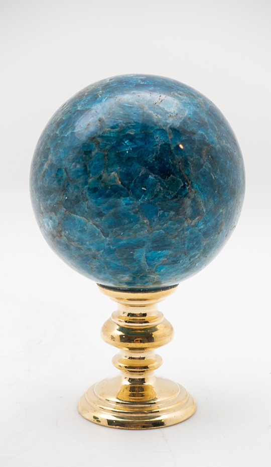 Brass-Mounted Blue Apatite Sphere Small
