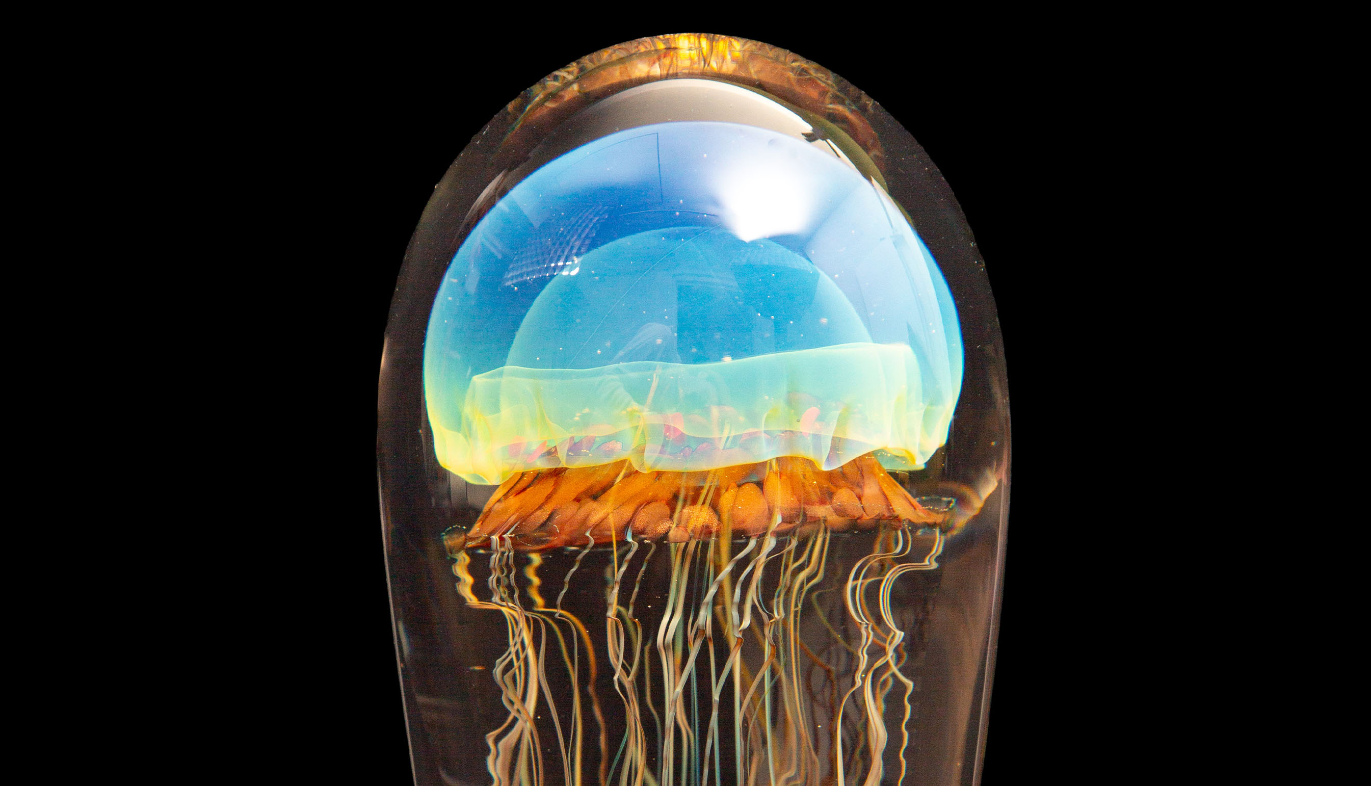 Iridescent Luna Glass Jellyfish Sculpture