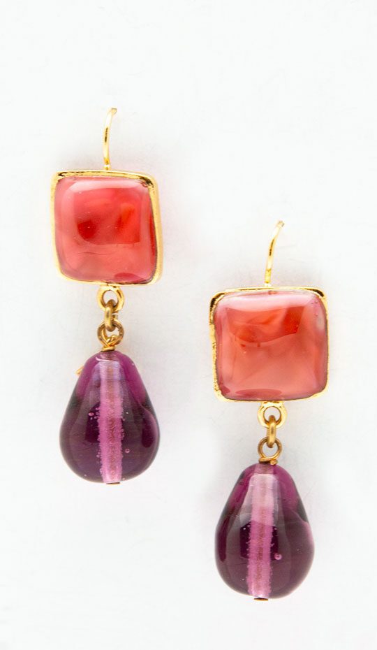Loulou de La Falaise red and purple earrings