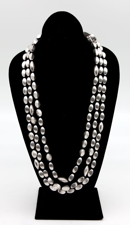 Silver Tone Beaded Long Necklace