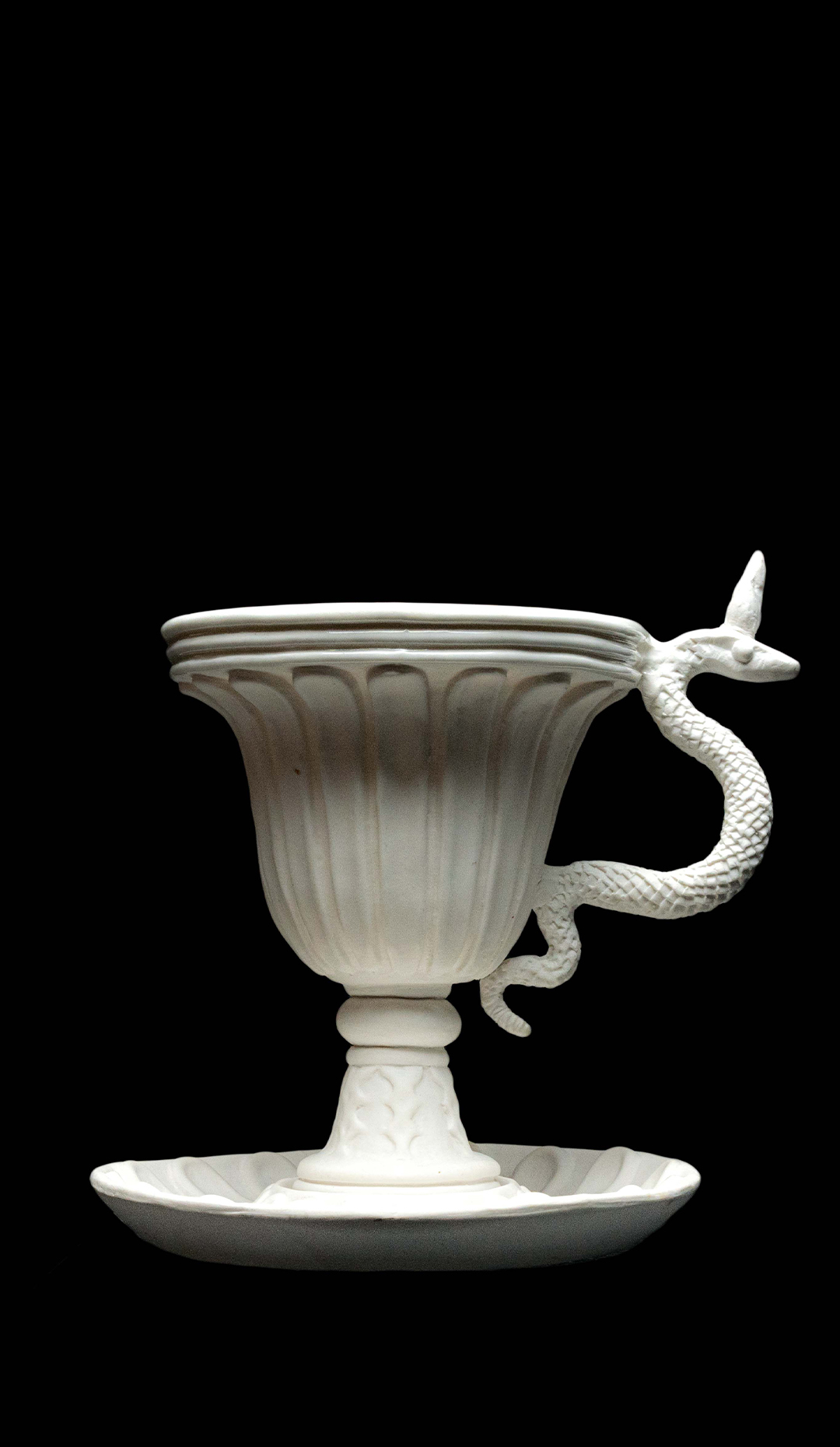 White Serpent Chalice and Saucer, Oriel Harwood