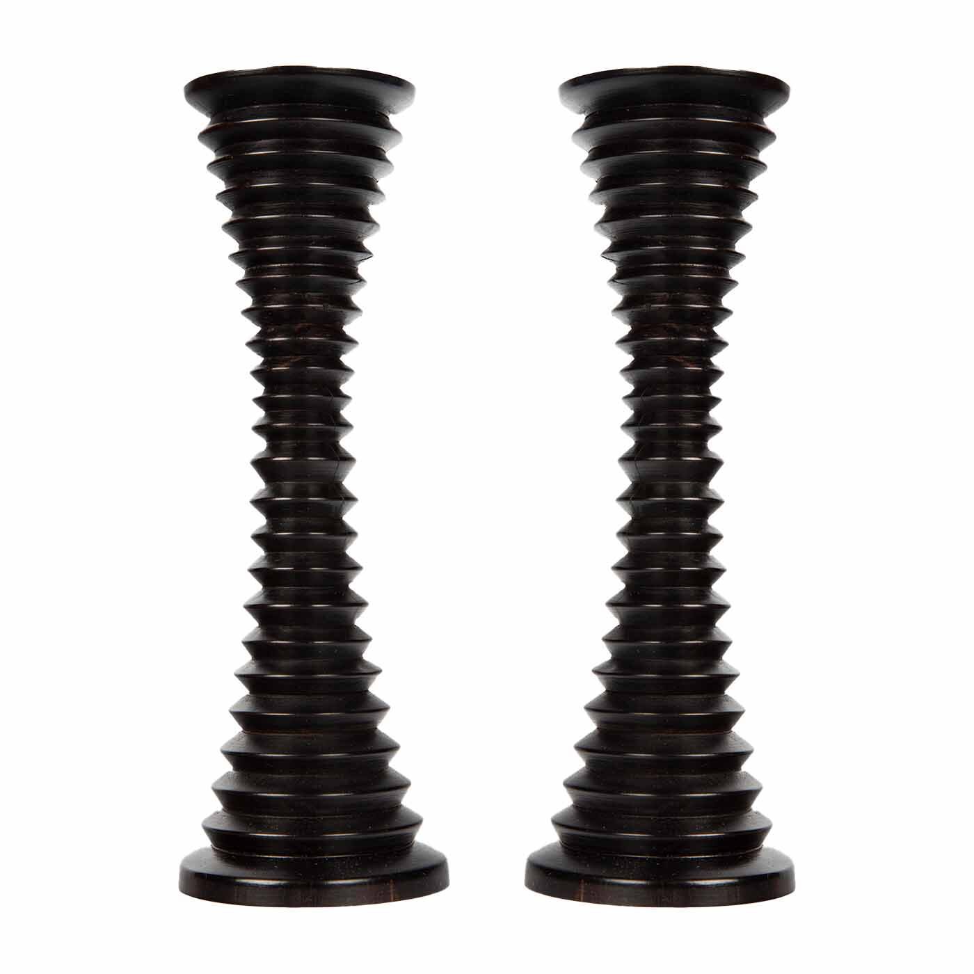 Turned ebony candlestick pair from Mozambique.