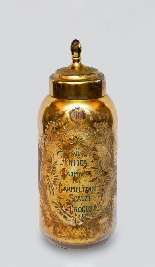 Eglomisé Gold Italian Apothecary Jar 24″ Tall from the 19th Century