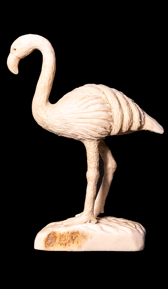 Moose-antler-carving-of-flamingo