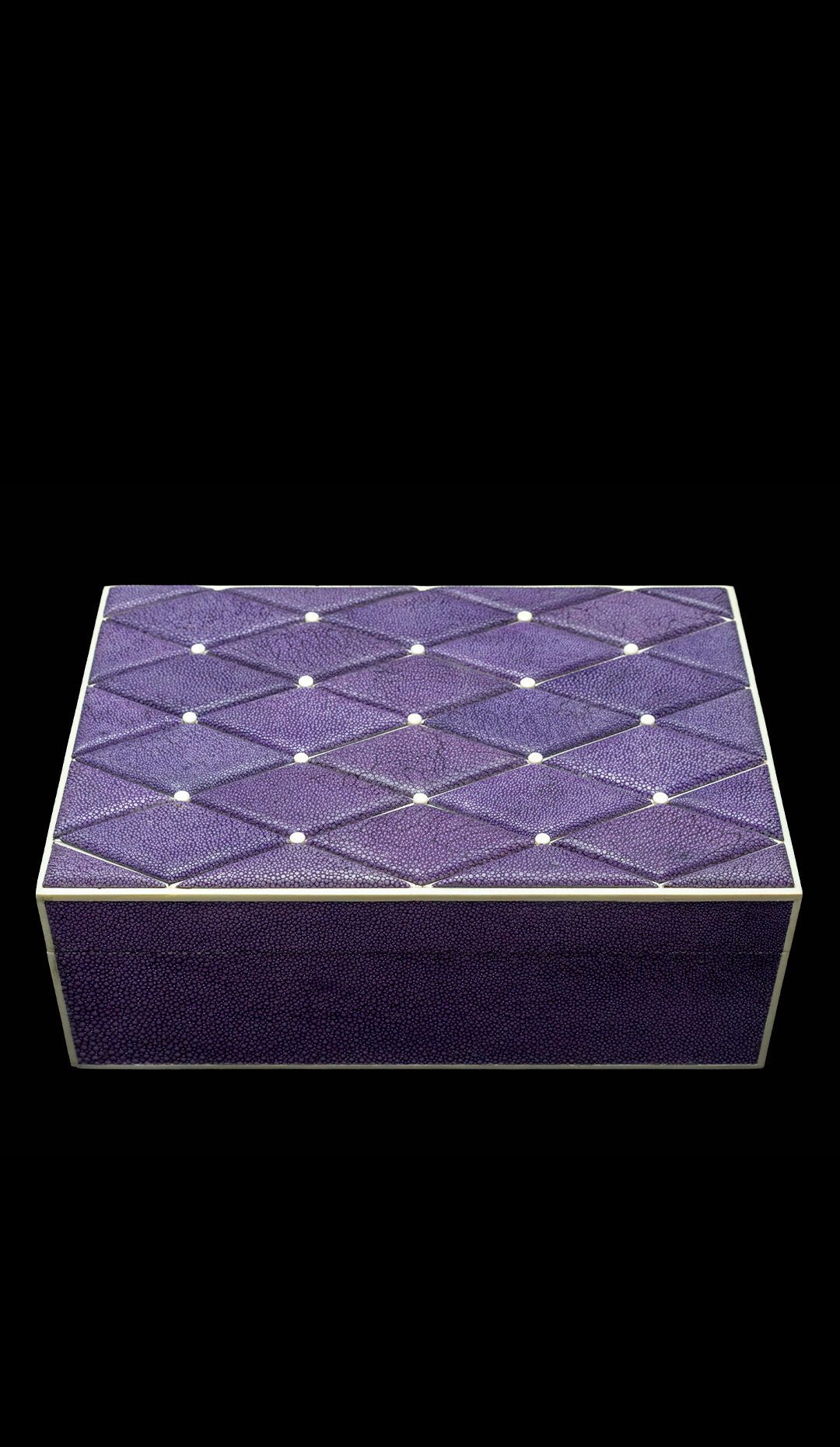 Purple Diamond Shagreen Box w/ Bone trim