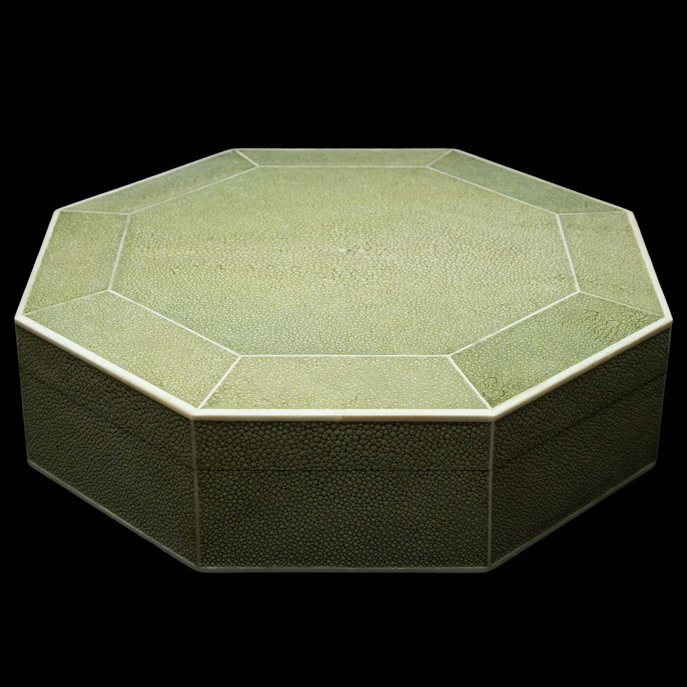 Octagonal Moss Green Shagreen Box