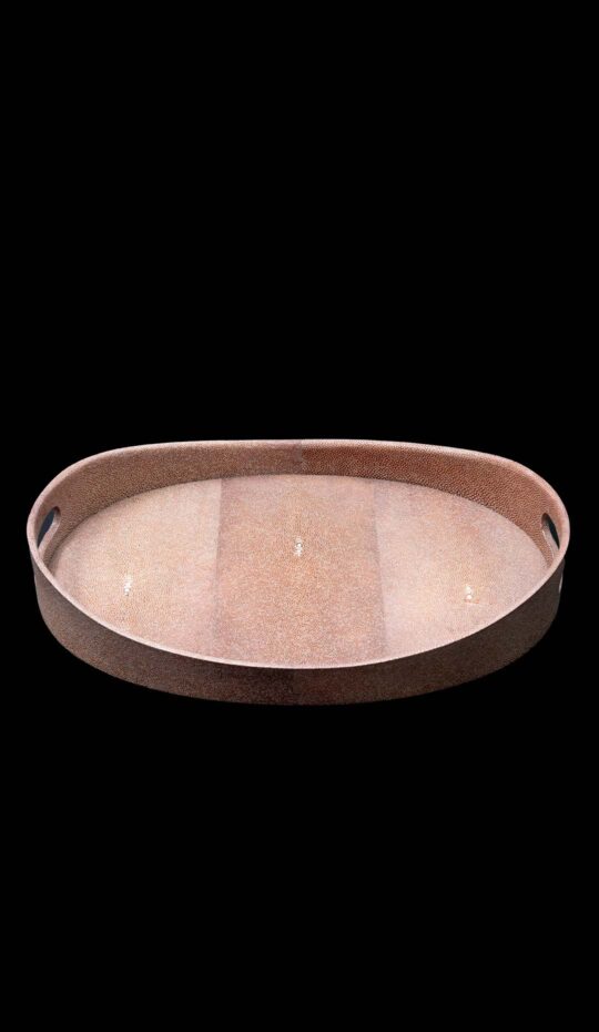 Shagreen oval brown tray