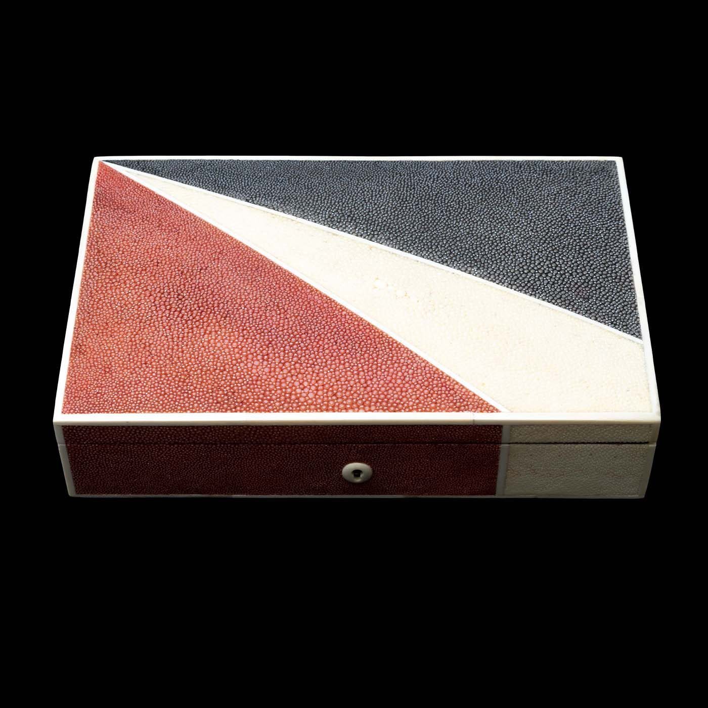 Red cream & black Shagreen box