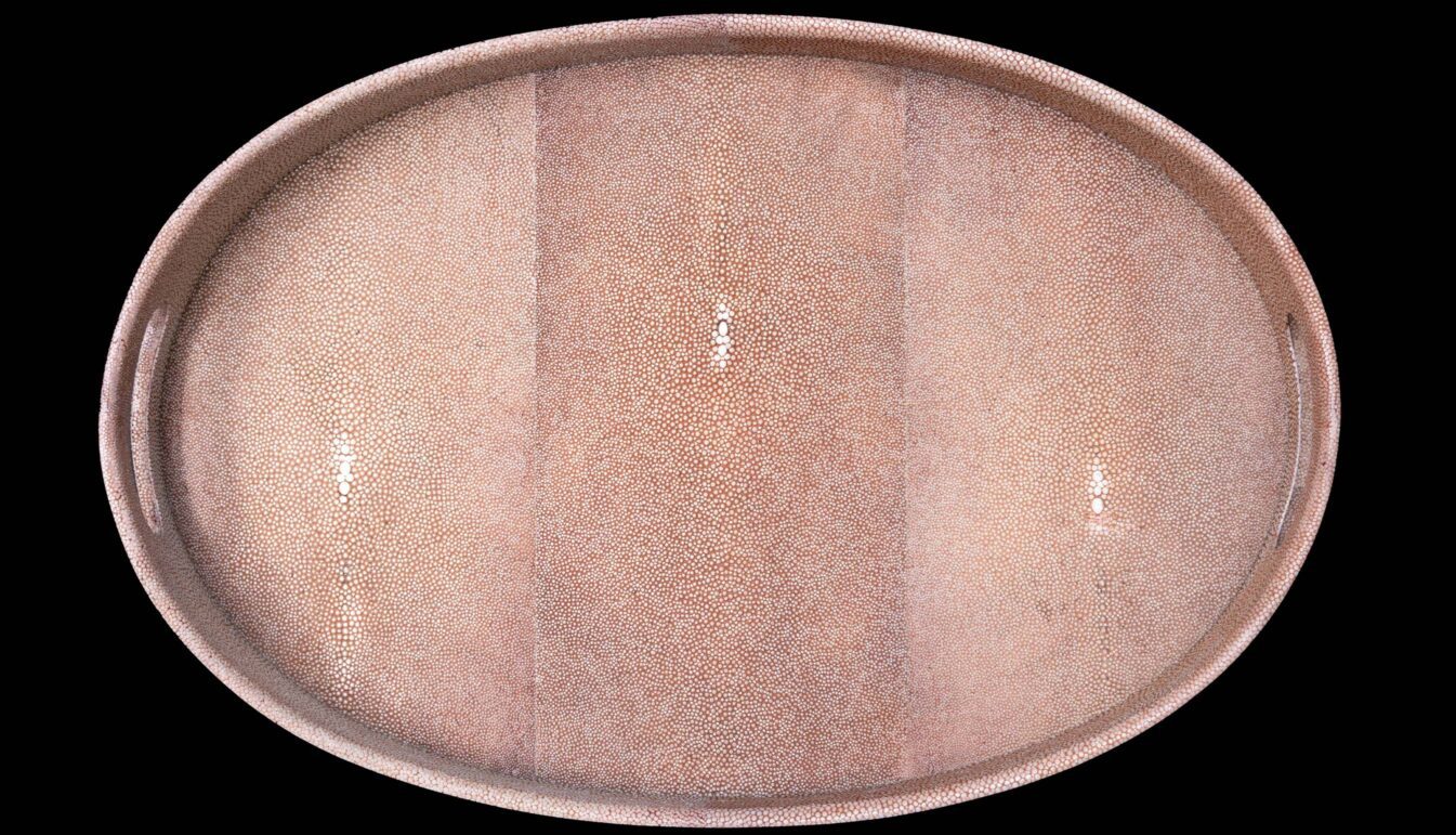 Shagreen oval brown tray