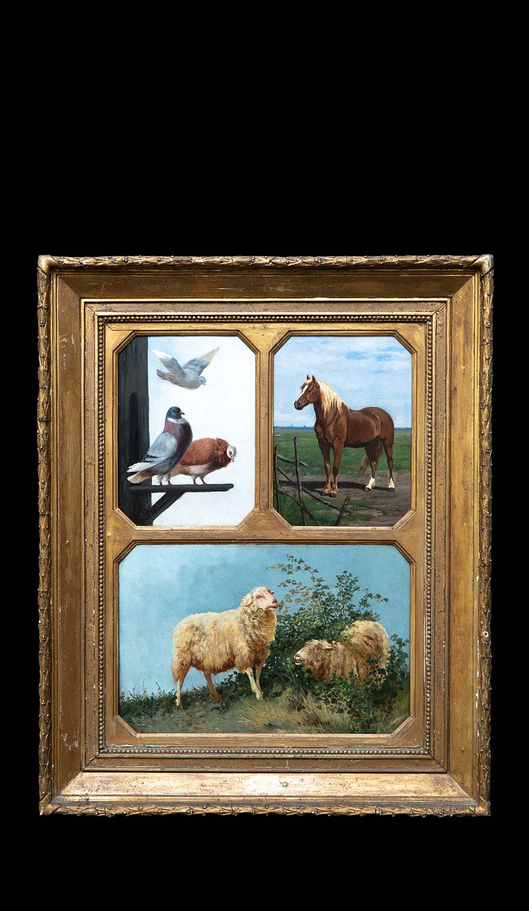 Dirk van Lokhorst Painting of Two Sheep with Two Companion Pieces