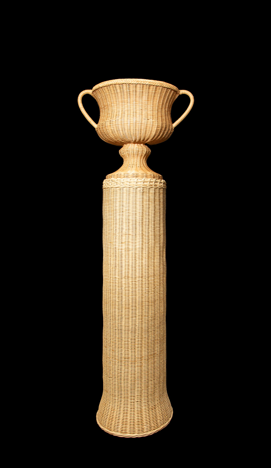 Tall Wicker Pedestal with Urn by Creel and Gow