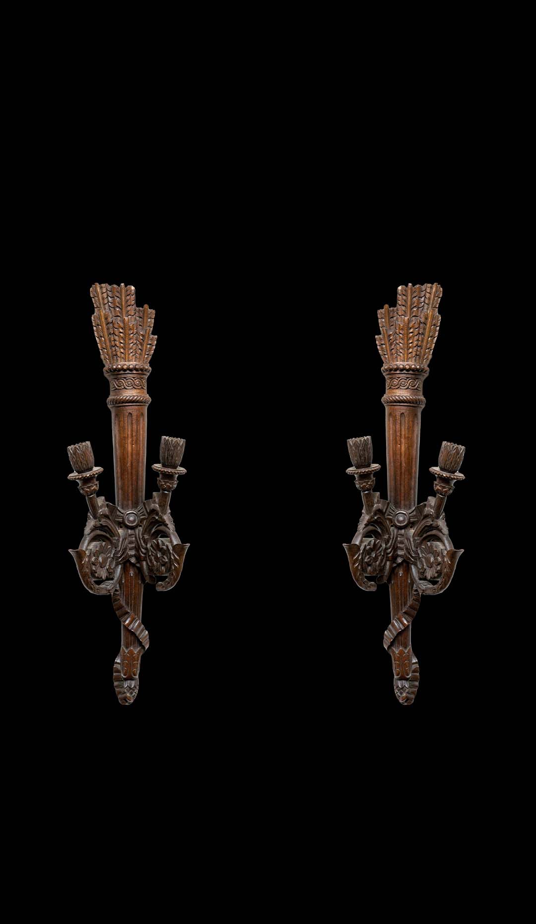 Two Armed Wood Quiver Sconces