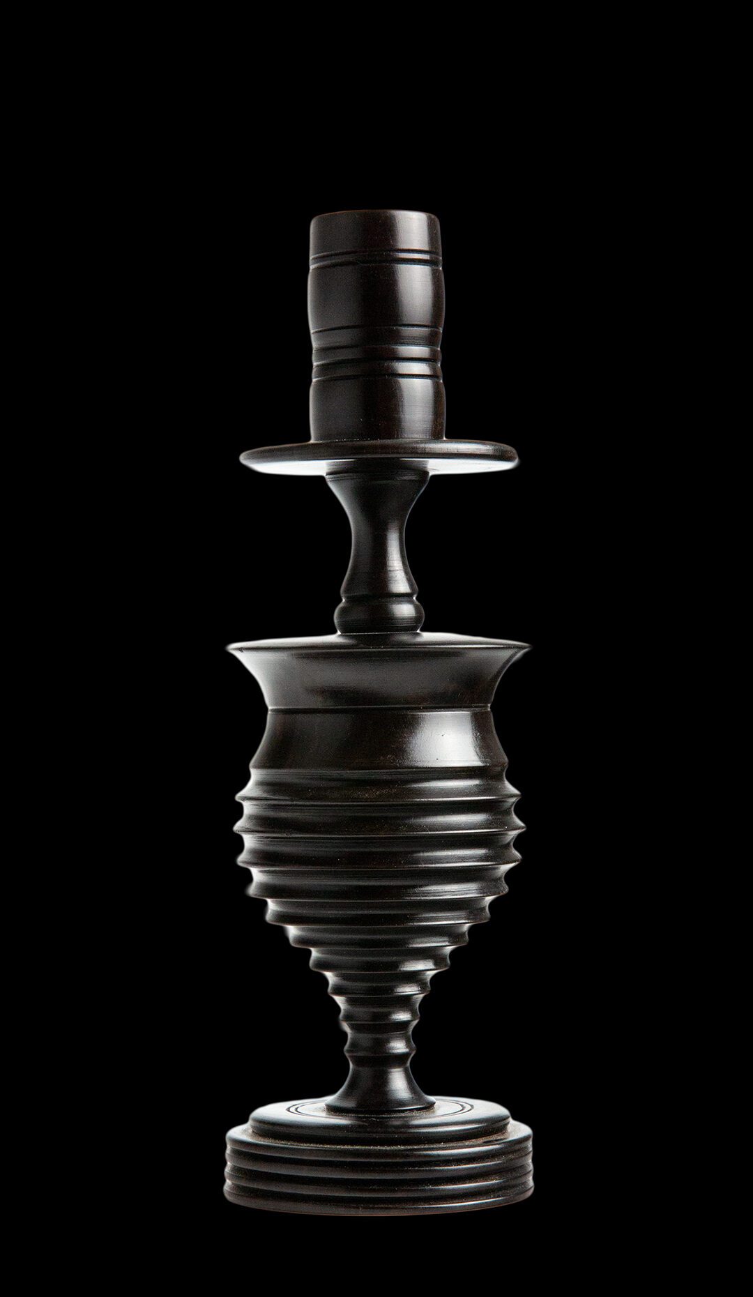 Turned Ebony Candle Stick from Mozambique