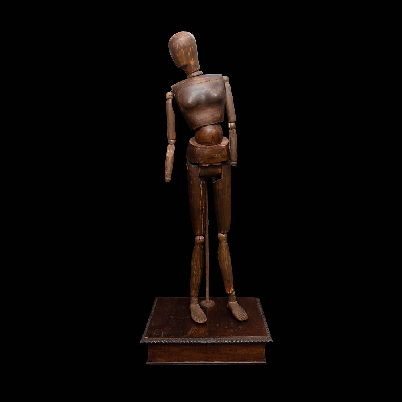 Early 20th Century Carved Wood Mannequin on Carved Wood Base