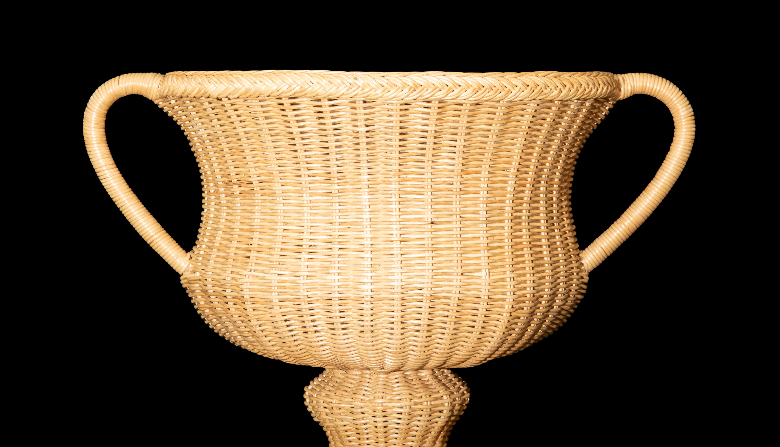 Tall Wicker Pedestal with Urn by Creel and Gow