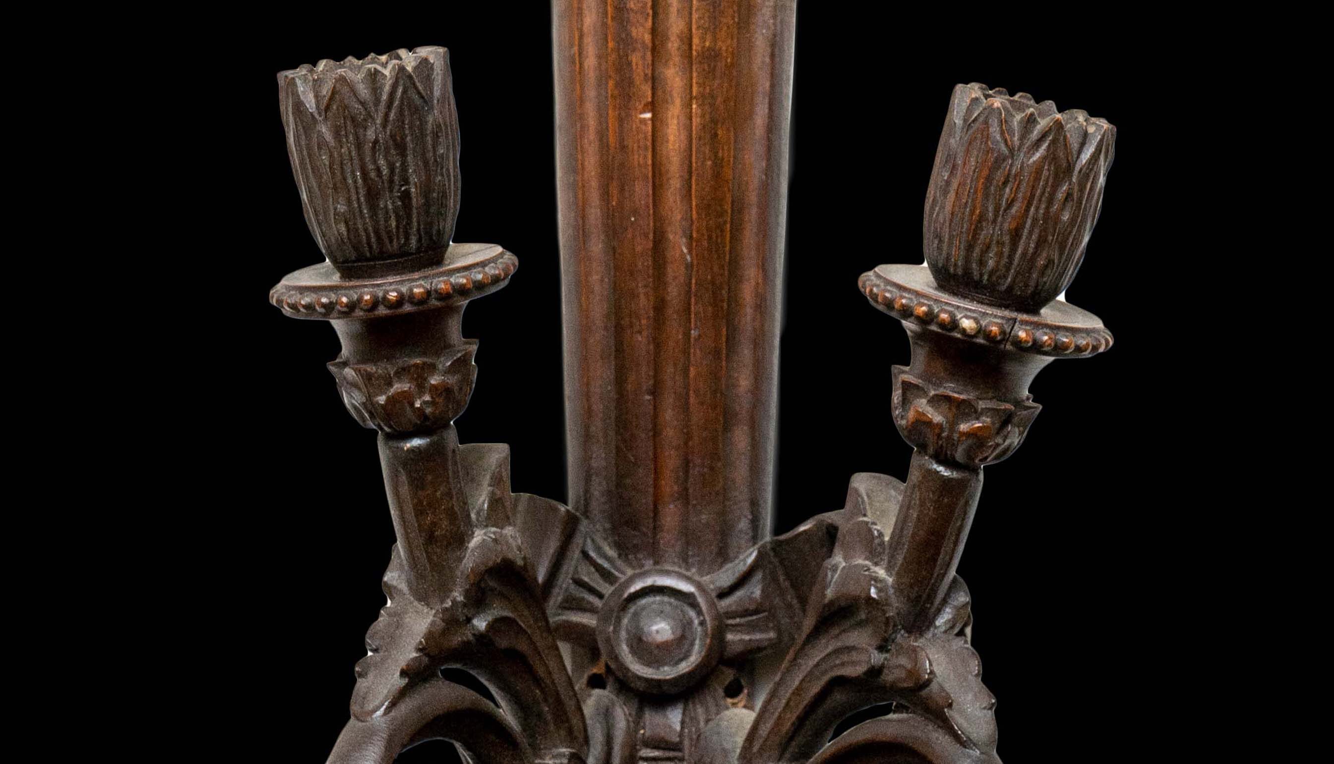 19th Century Pair of Two Arm Carved Wood Quiver Sconces with Carved Arrows