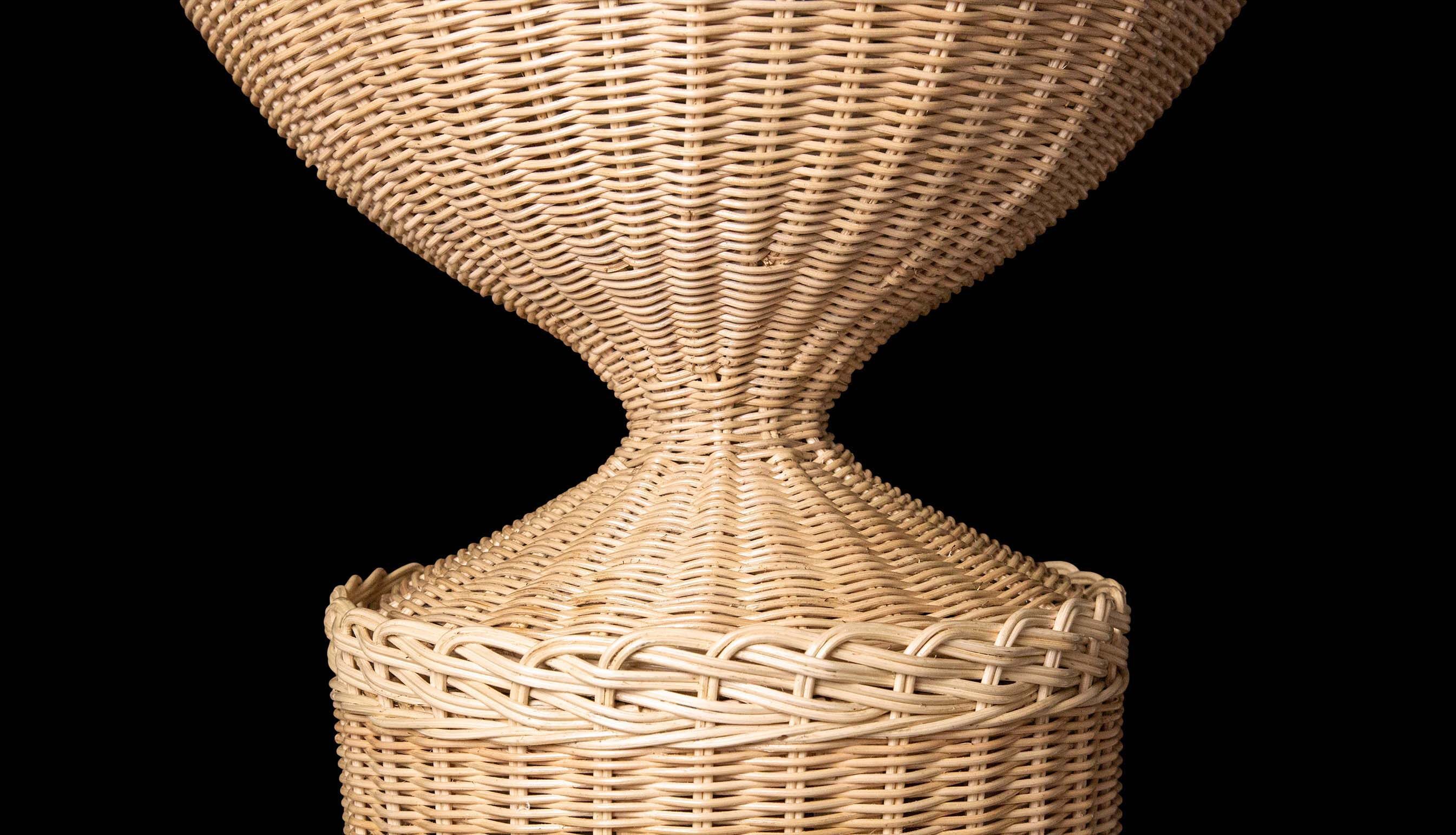 Creel and Gow Tall Wicker Pedestal with Urn