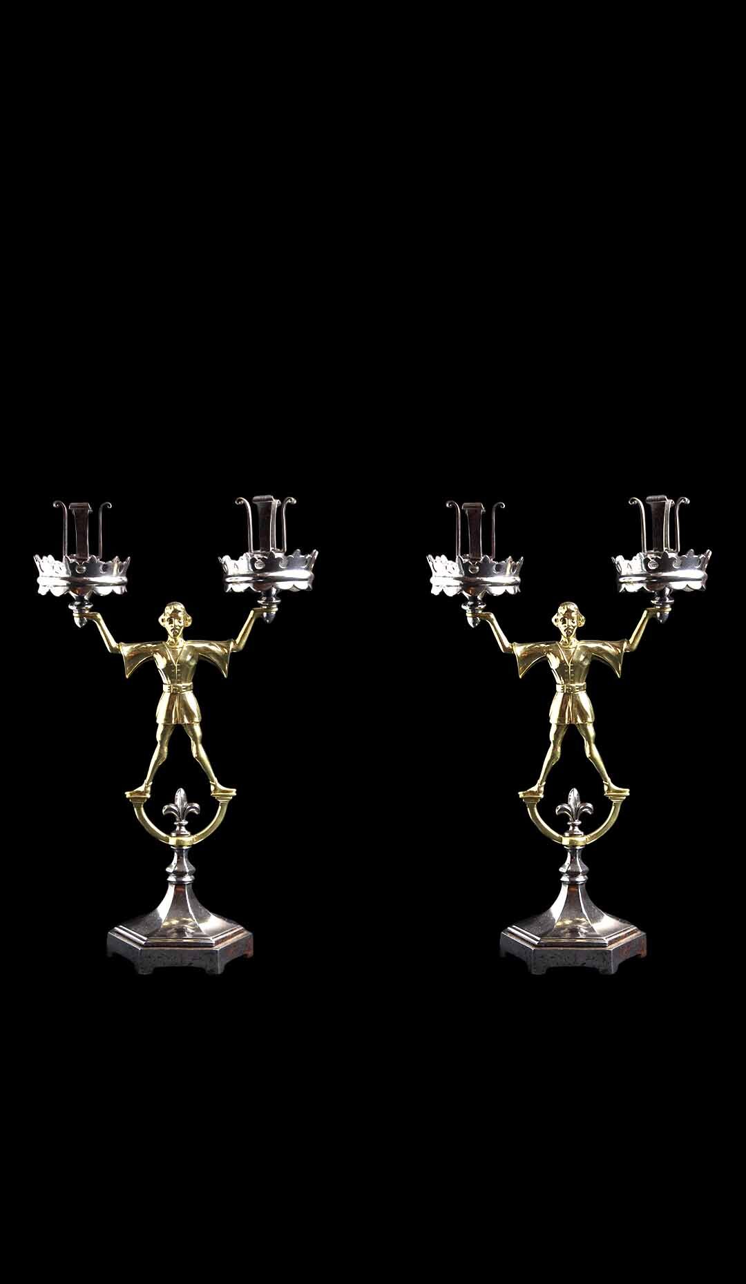Gothic Style Metal Candlestick Pair
