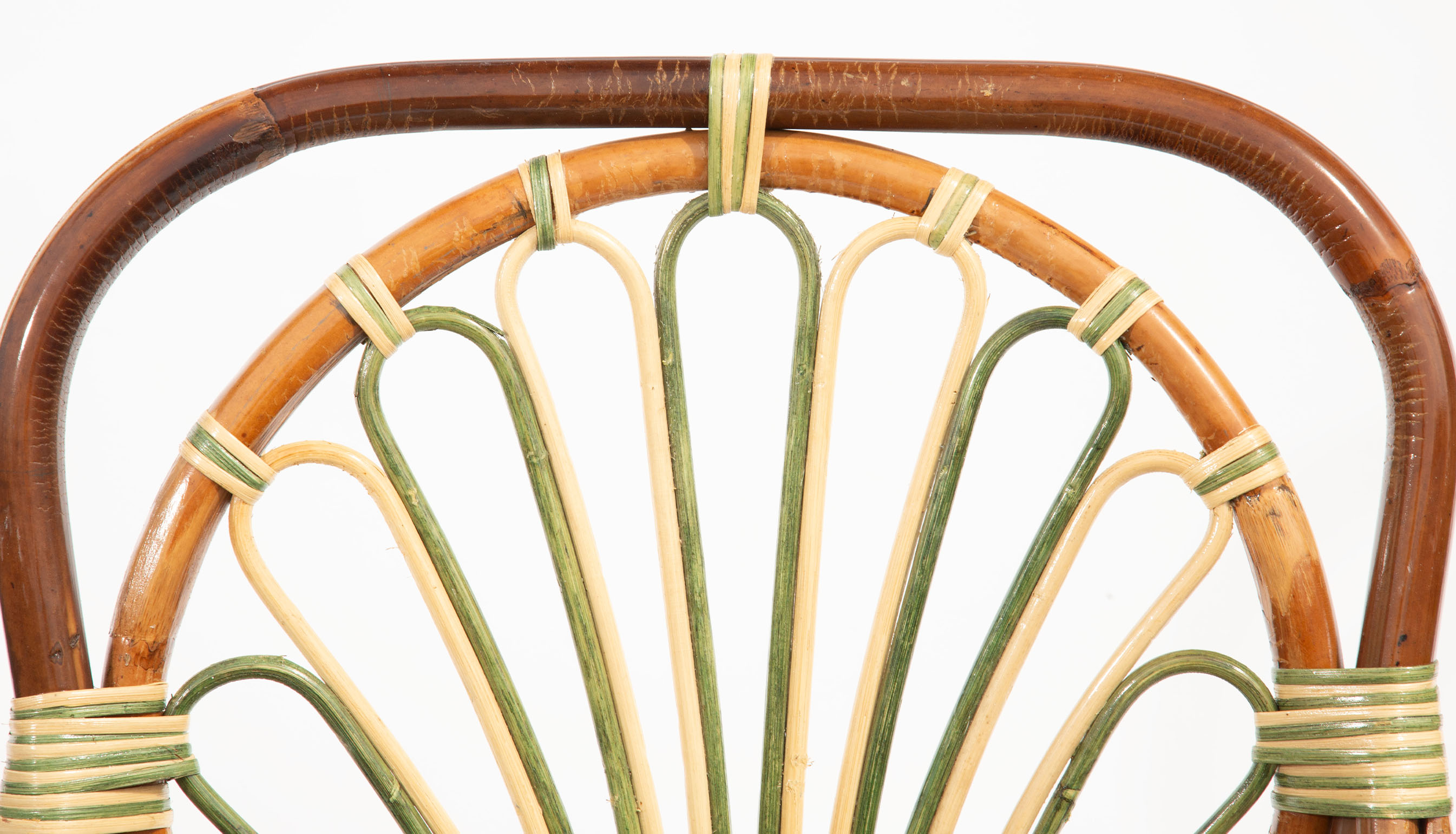 Green Peacock Rattan Arm Chair by Creel and Gow