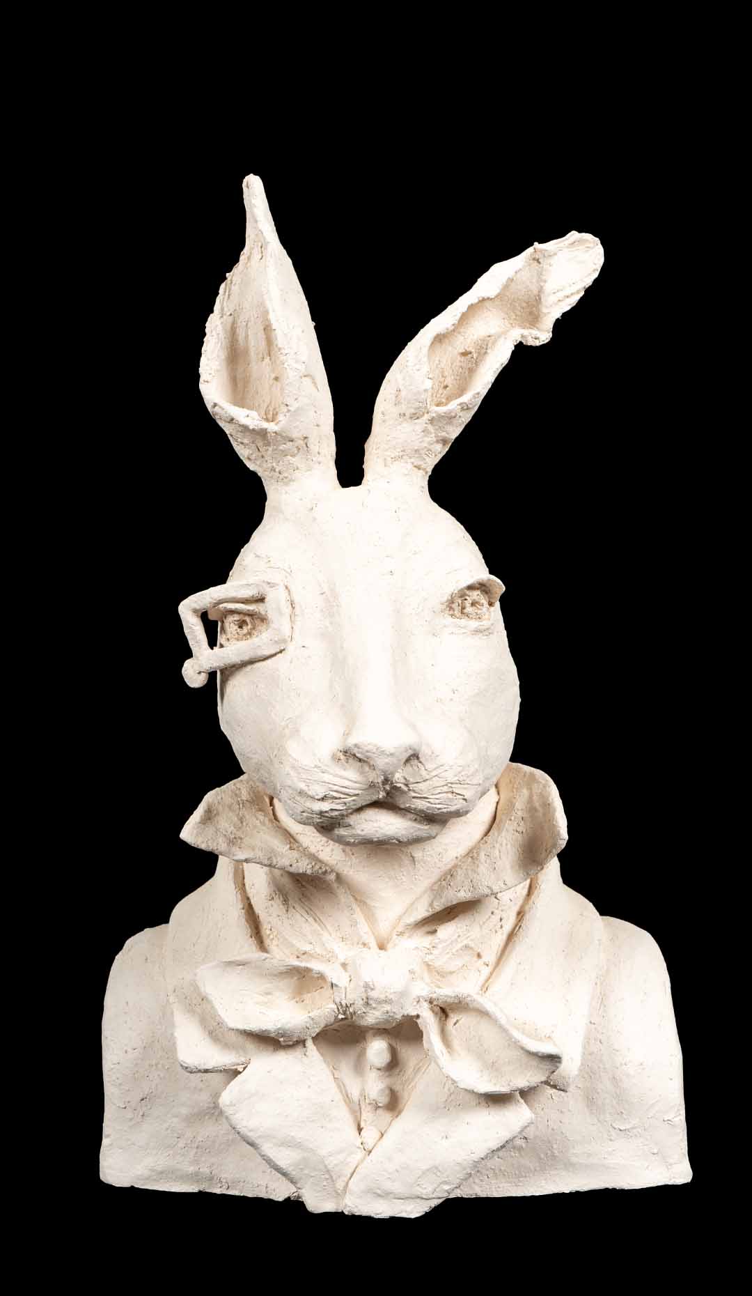 Anthropomorphic Terracotta Bust of Rabbit wearing a Monocle