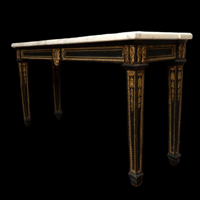Neoclassical Style Black and Gold Console