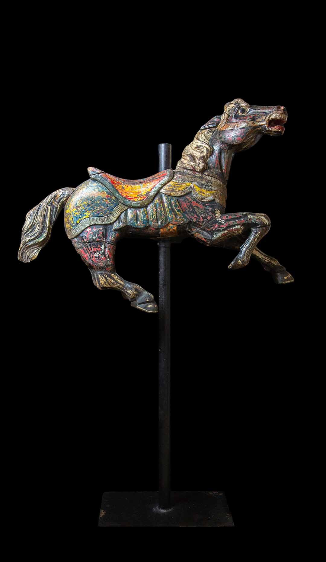 Americana Folk-Art Carved and Paint Decorated Wood Carousel Horse