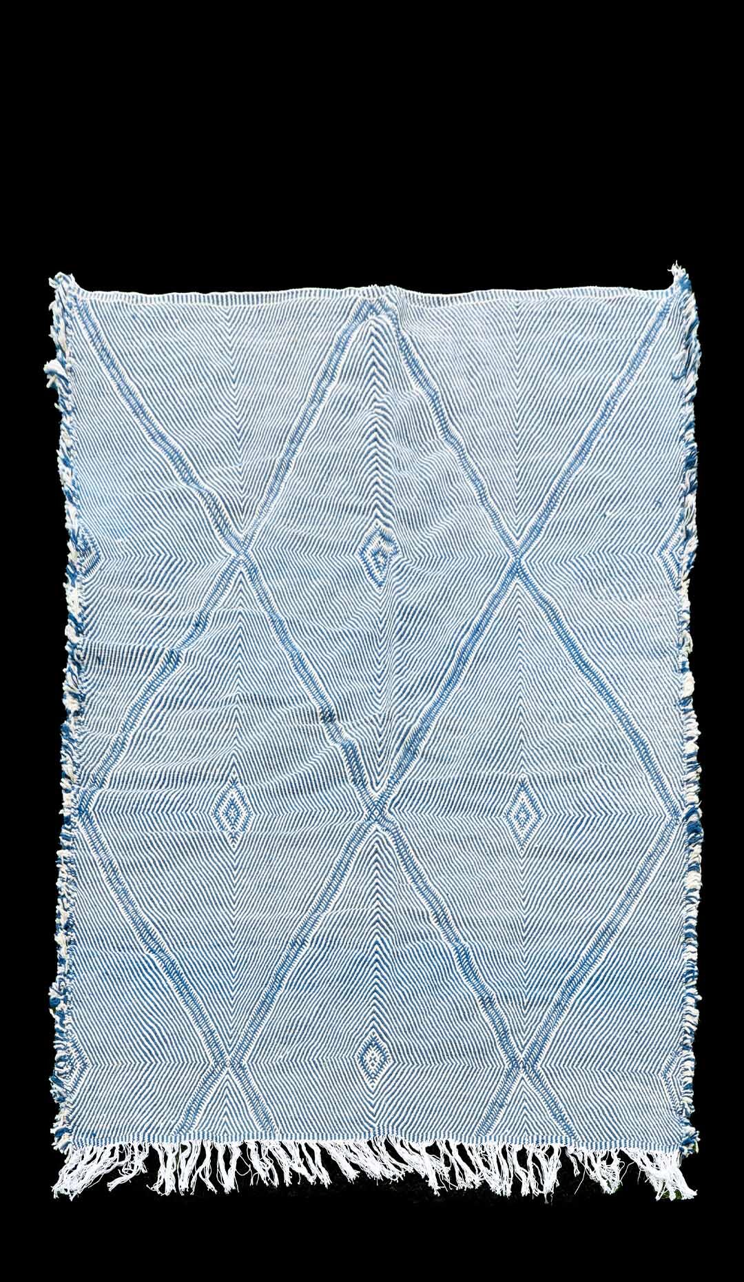 Blue and White Wool Berber Rug