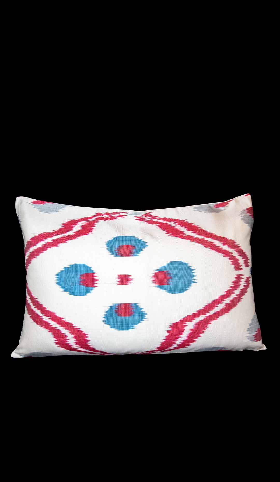 Ikat Pillowcover, Abstract Red, White, and Blue