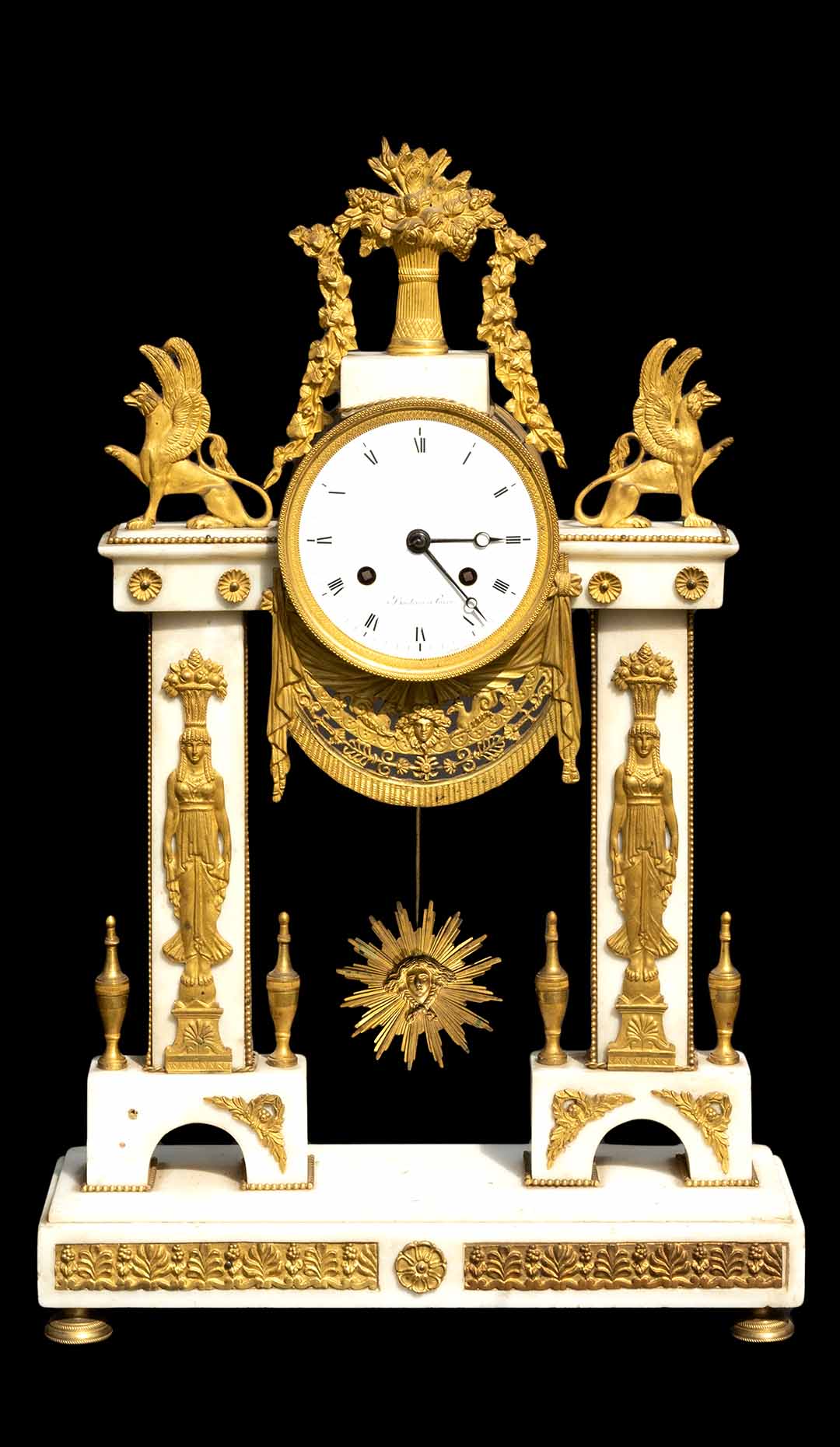 Bronze and Marble Mantel Clock
