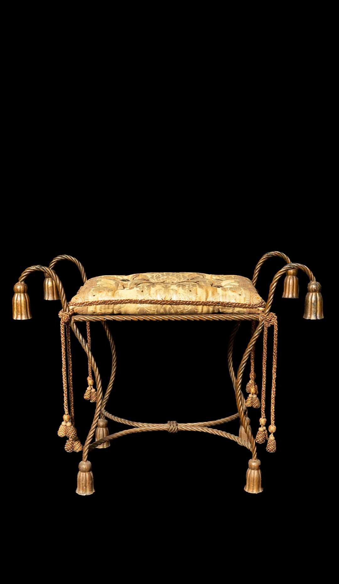 Vintage French Rope Vanity Seat