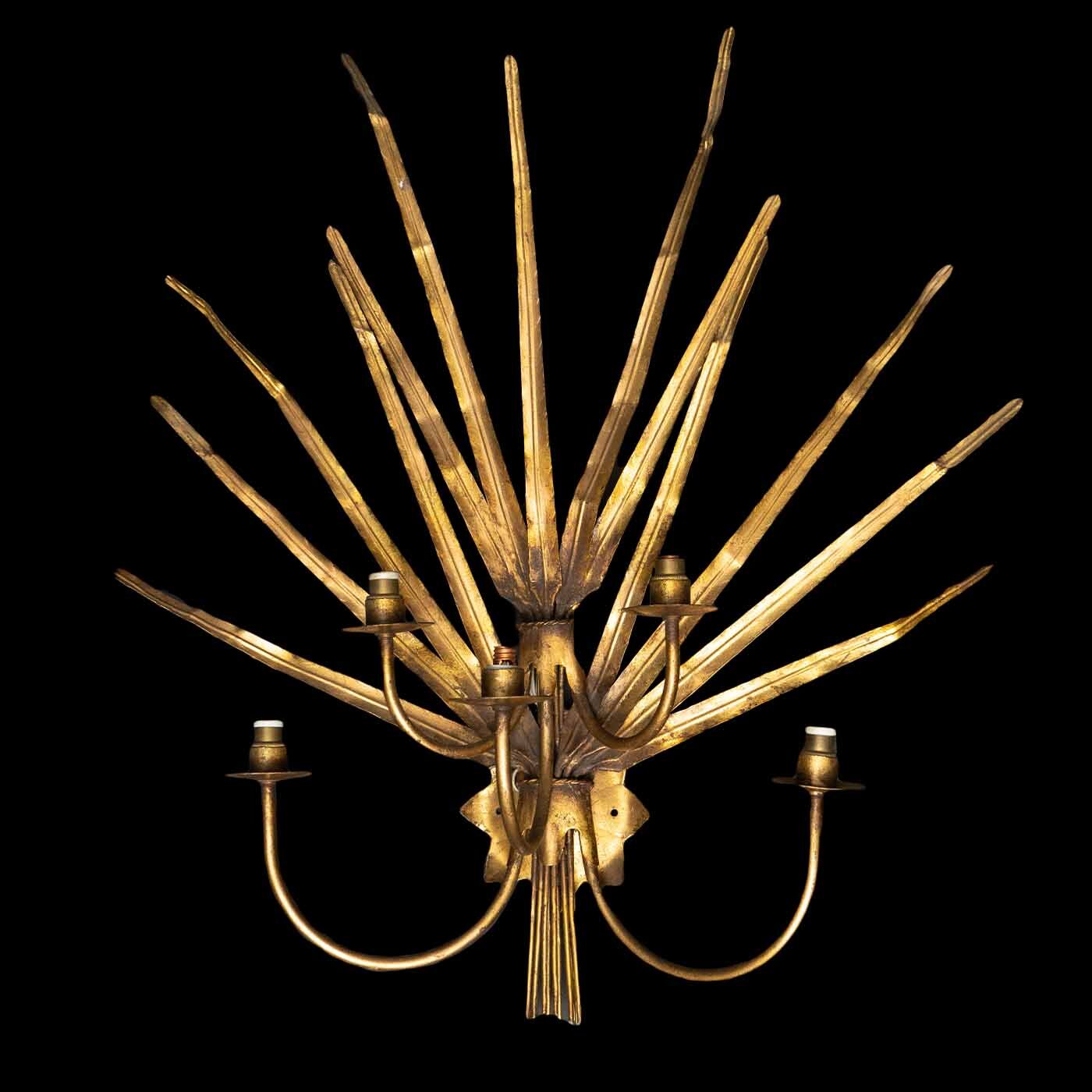 Pair of Gilt Wheat Wall Sconce