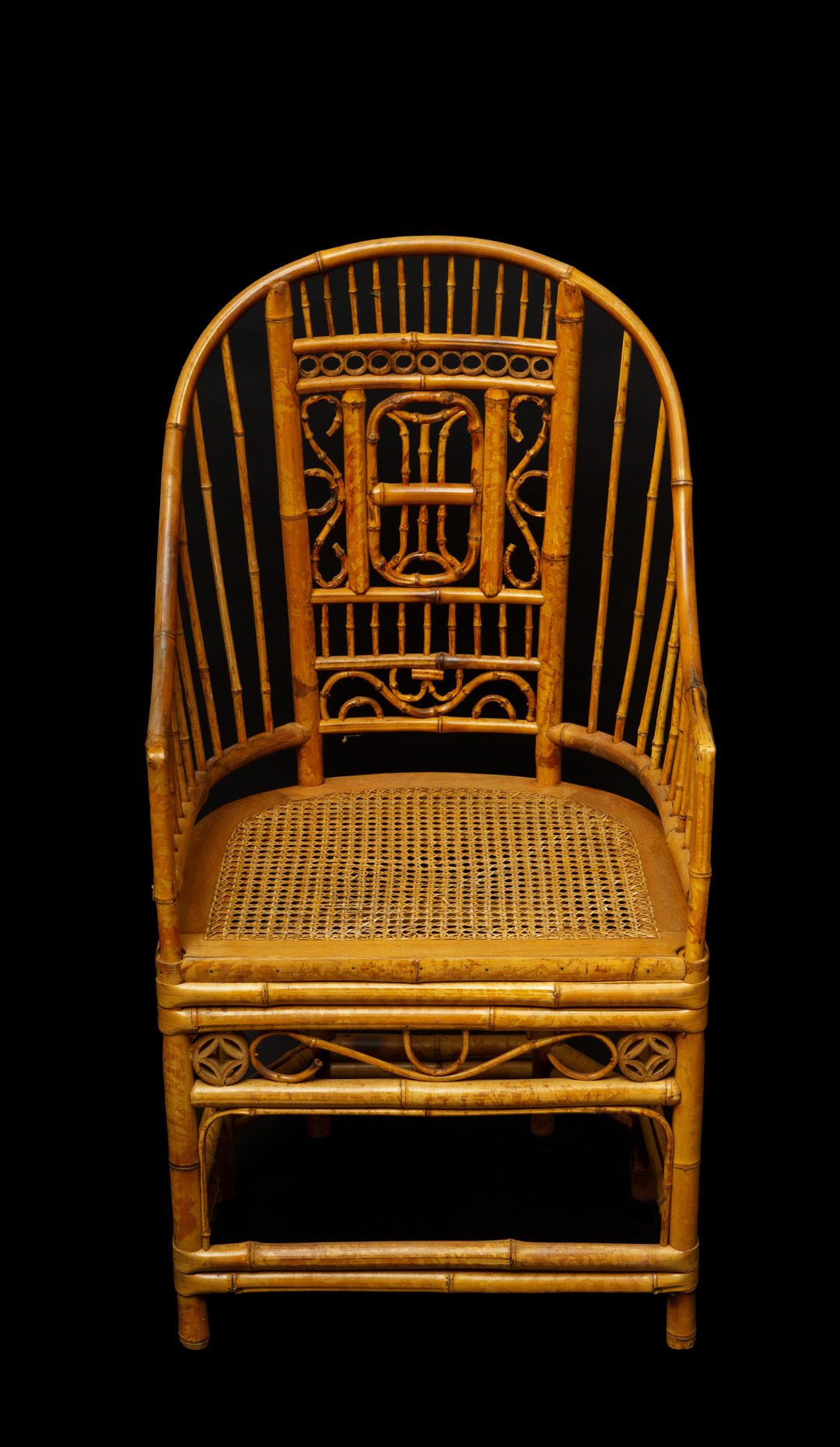 Vintage Bamboo Arm Chair w/ Caned Seat