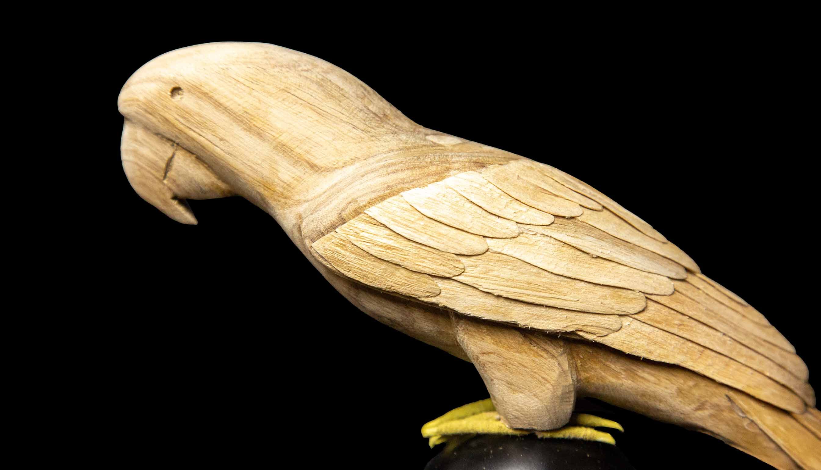 Carved Wooden Parrot on a Stand
