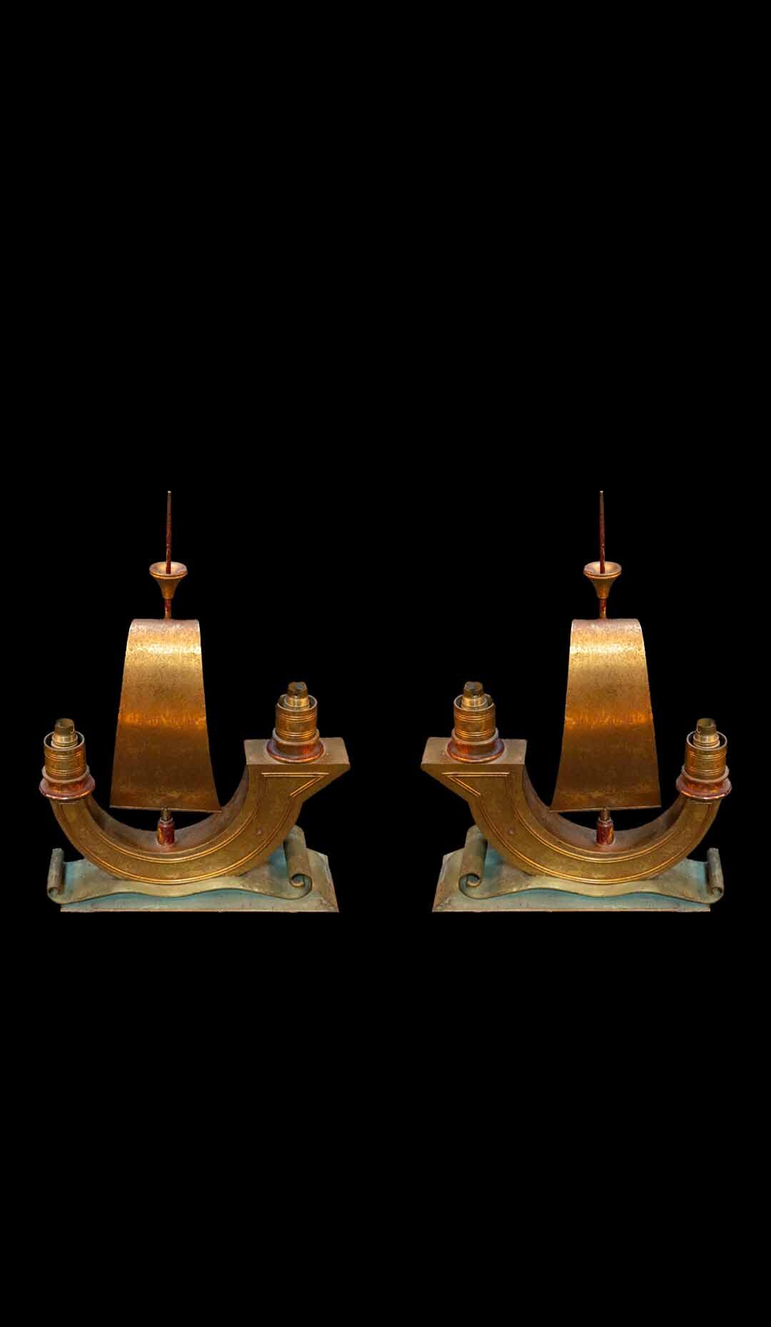 Venetian Boat Lamps, Pair