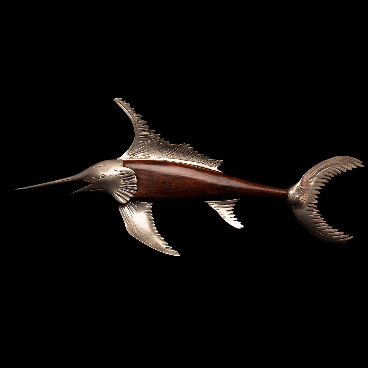 Mid Century Modern Metal and Wood Swordfish
