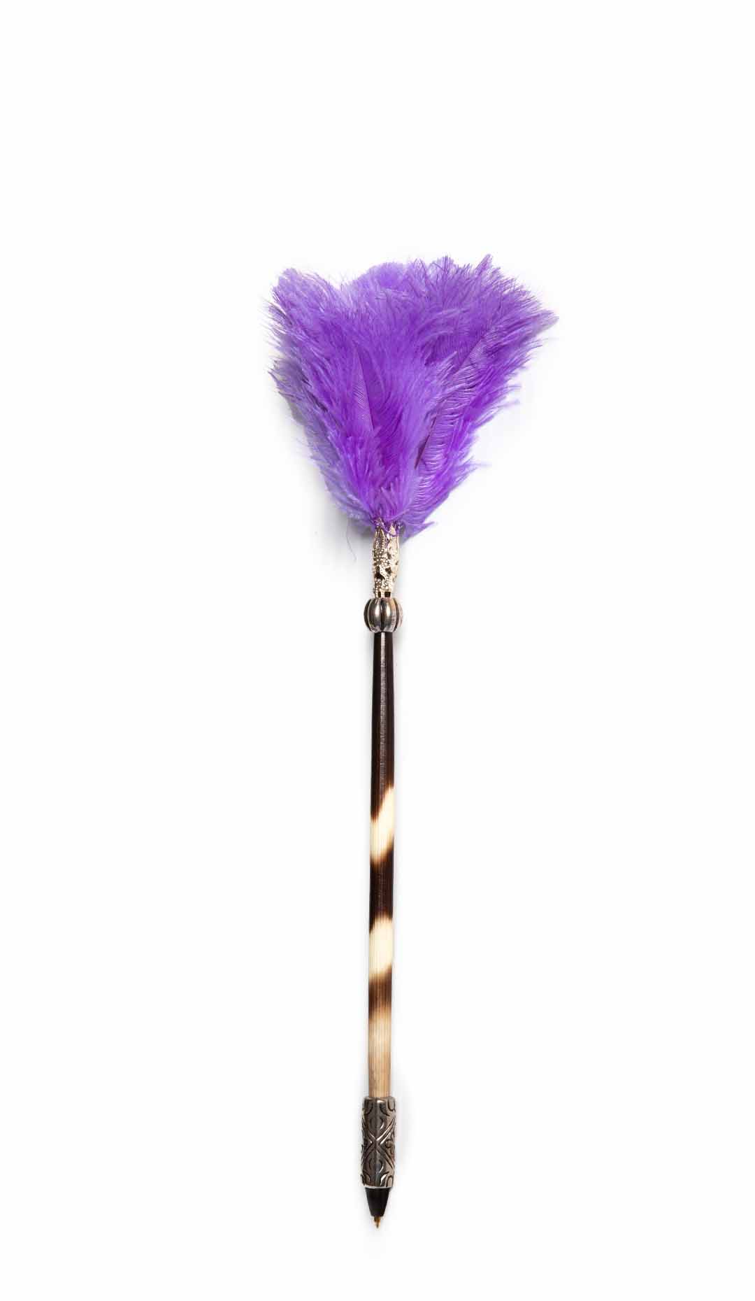Porcupine Quill Pen W/ Purple Feathers