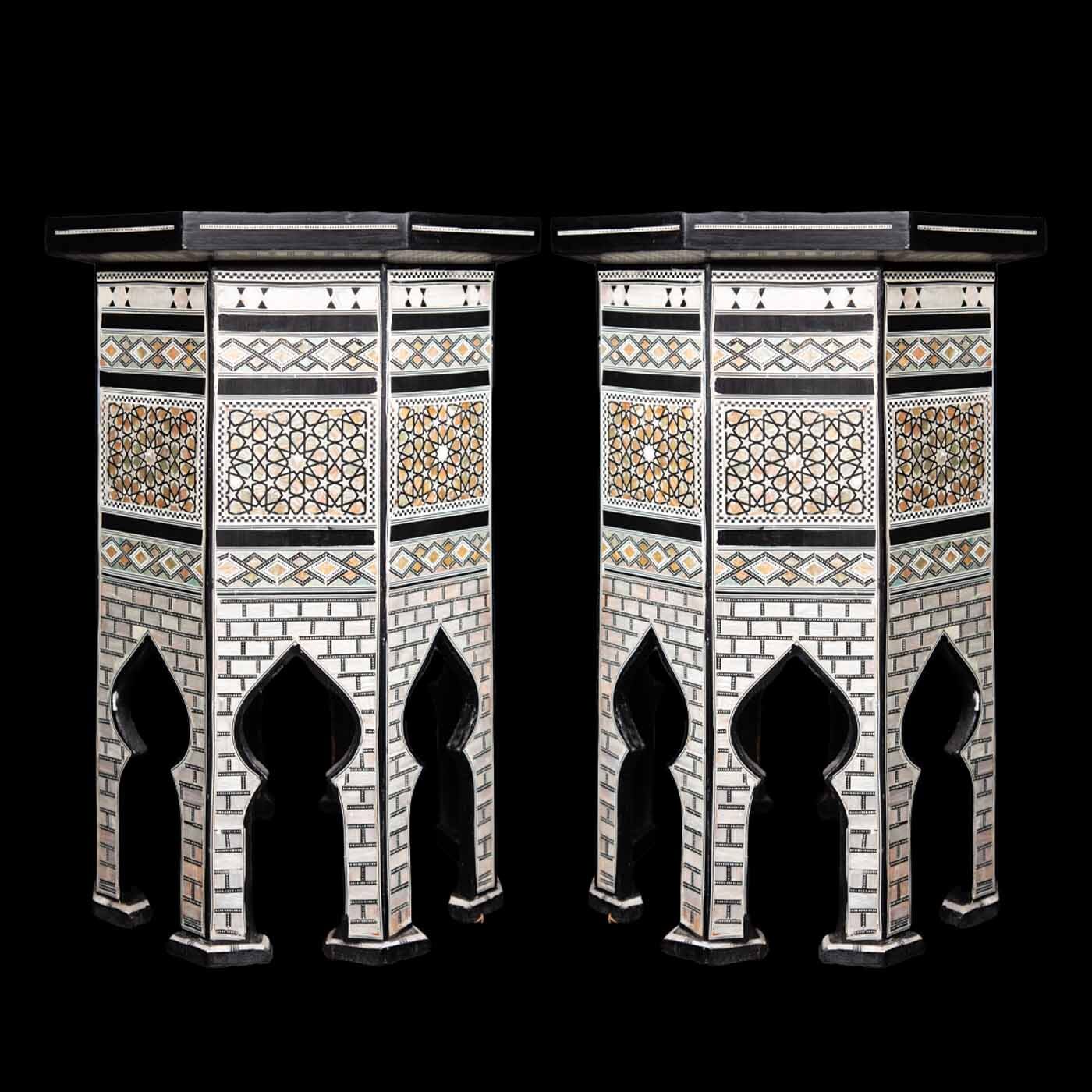 Pair of Syrian Style Tables with Mother of Pearl