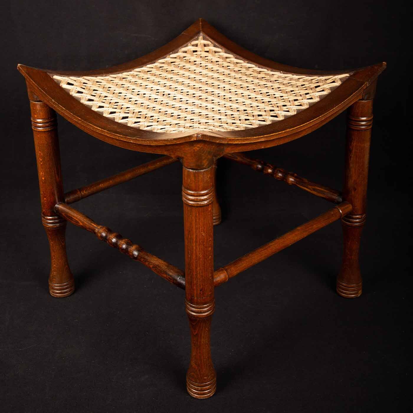 Wood and Cord Thebes Stool, 19th C