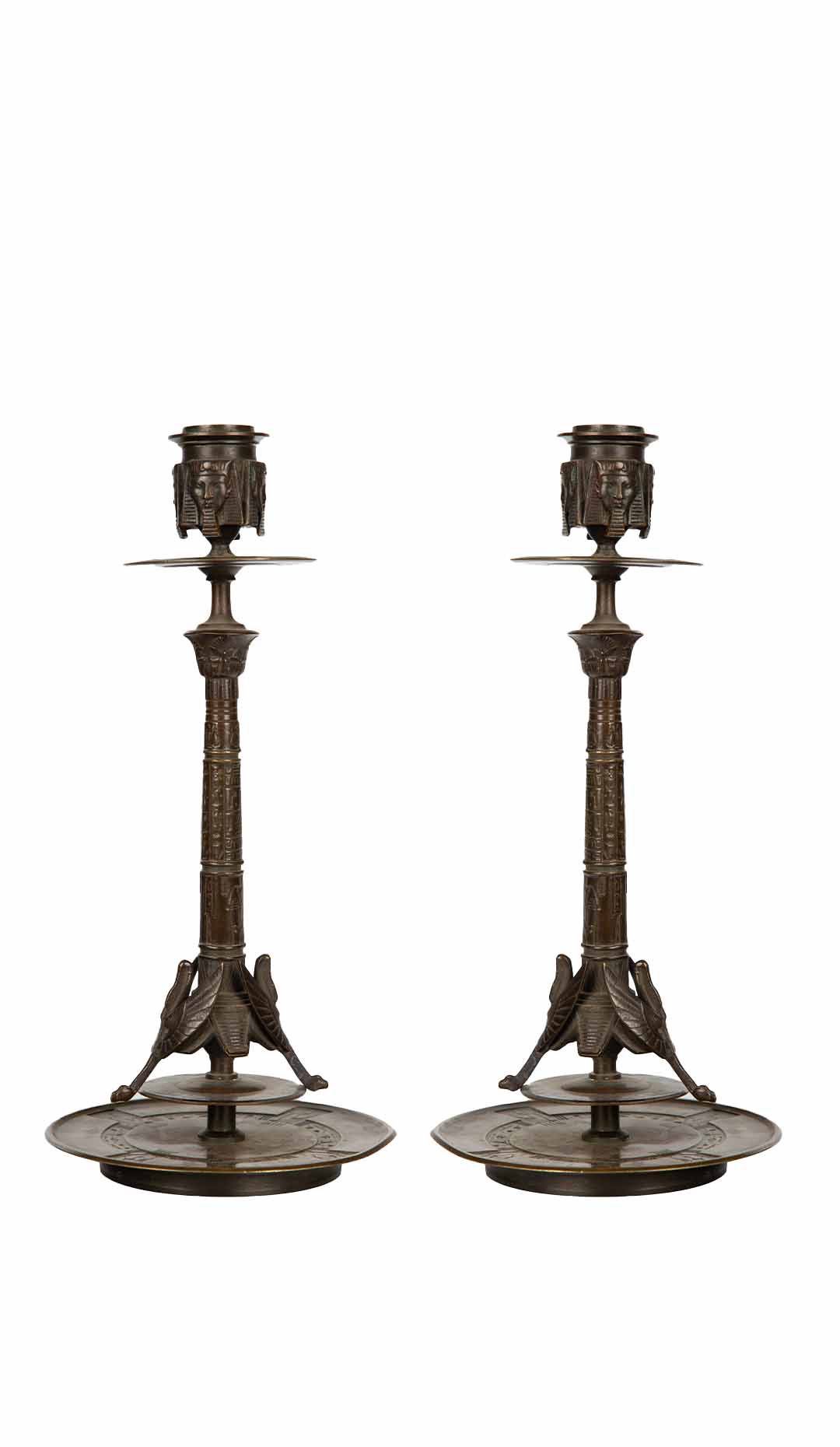 Egyptian Revival Candlestick Pair