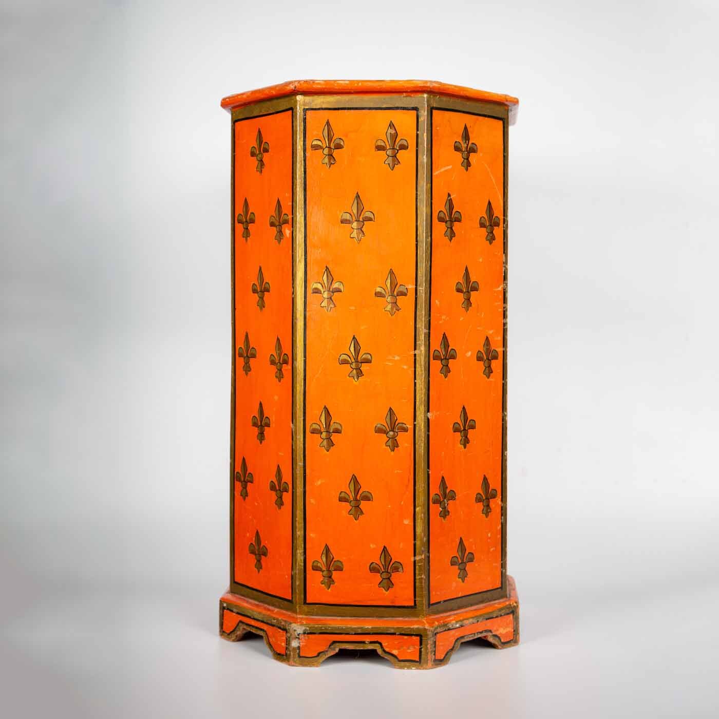 Napoleon III Orange Painted & Gilt Fleur-De-Lis Umbrella Stand