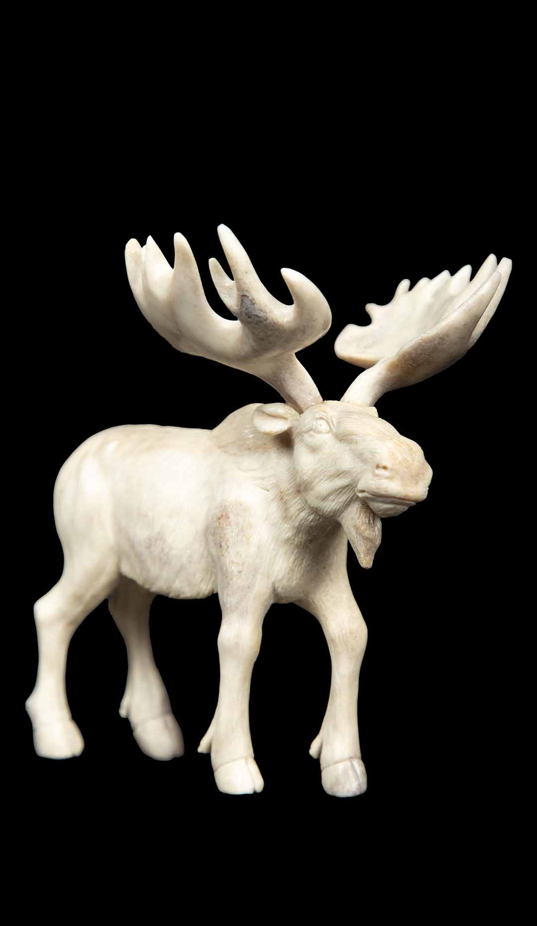 Hand Carved Moose Antler Moose